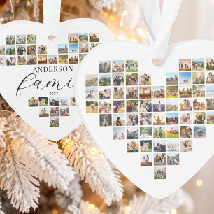 Moderne Elegante Familie Hartvormige Fotocollage Ornament