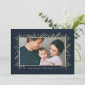 Moderne Elegante Faux Gold Glitter Kerstfoto Feestdagenkaart (Staand voorkant)