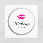 Moderne Elegante Faux Zilveren Lippen Make-up Arti Vierkante Visitekaartje (Voorkant)