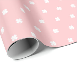 Moderne Elegante Feestelijke Roze Geluks Klaver Pa Cadeaupapier
