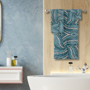 Moderne Elégante fille Silver Turquoise Blue Swirl