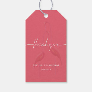 Moderne Elegante Flamingo Koraal Rood Cadeaulabel