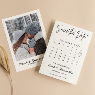 Moderne, elegante foto-agenda - Wit huwelijk eenvo Save The Date