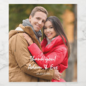 Moderne Elegante Foto Bruiloft Bedankt Wijn Etiket (Enkel label)