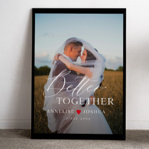 Moderne elegante foto-overlay van een trouwpaar poster