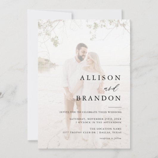 Moderne Elegante Foto QR Trouw Uitnodiging (Voorkant)