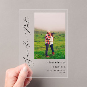 Moderne Elegante Foto Save the Date Acryl Uitnodigingen