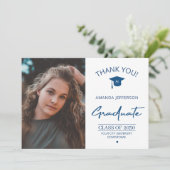 Moderne elegante foto van afstuderen afstuderen u bedankkaart (Staand voorkant)