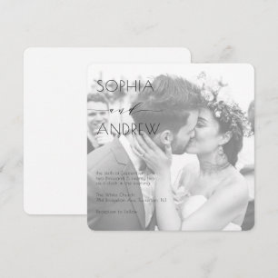 Moderne elegante foto van één wit huwelijk kaart