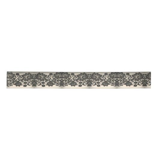 Moderne Elegante Franse Beige Black Lace Lint (Voorkant)
