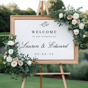 Moderne Elegante Gebladerte Huwelijks Welkomstbord Poster