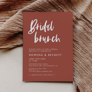 Moderne Elegante Gebrande Baksteen Bruids Brunch Kaart