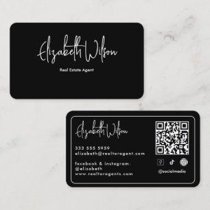 Moderne elegante gegraveerde makelaar QR-code Visitekaartje