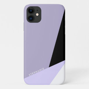 Moderne elegante geometrische violet zwart-wit  iPhone 11 hoesje
