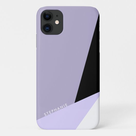 Moderne elegante geometrische violet zwart-wit  Case-Mate iPhone case (Achterkant)