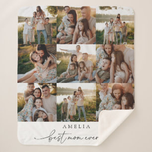 Moderne elegante gepersonaliseerde fotofamilie sherpa deken