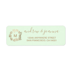Moderne Elegante Gepersonaliseerde Gouden Monogram Etiket
