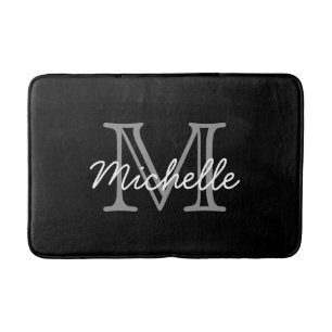 Moderne Elegante Gepersonaliseerde Naam Monogramme Badmat