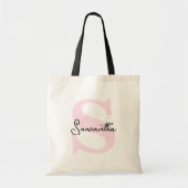 Moderne Elegante Gepersonaliseerde Roze Monogram I Tote Bag (Voorkant)