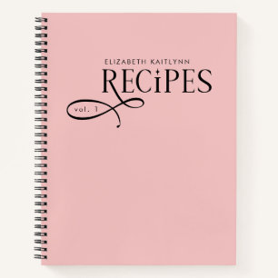 Moderne Elegante Gepersonaliseerde Roze Recepten Notitieboek
