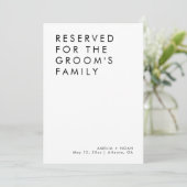 Moderne elegante gereserveerd voor trouwtafel teke kaart (Staand voorkant)