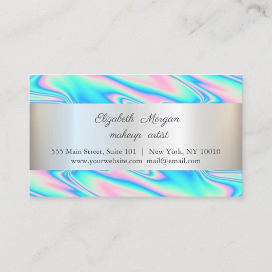 Moderne elegante, gestreept holografische Kaart (Achterkant)