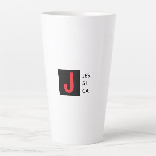 Moderne Elegante Gewone Professionele Monogram Latte Mok (Voorkant)