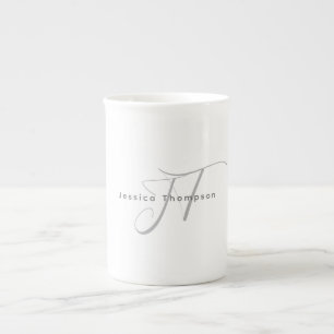 Moderne Elegante Gewone Professionele Monogram Porselein Kop