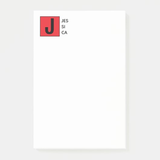 Moderne Elegante Gewone Professionele Monogram Post-it® Notes (Voorkant)