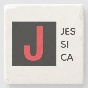 Moderne Elegante Gewone Professionele Monogram Stenen Onderzetter