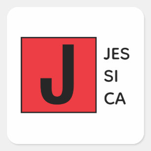 Moderne Elegante Gewone Professionele Monogram Vierkante Sticker