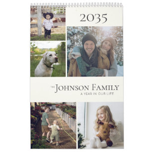Moderne Elegante Gezinsfotokalender Kalender