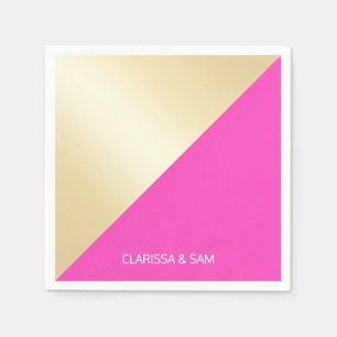 Moderne, elegante, girale, roze en goudkleurblok servet