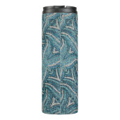 Moderne Elegante Girly Turquoise Swirl Custom Name Thermosbeker (Achterkant)