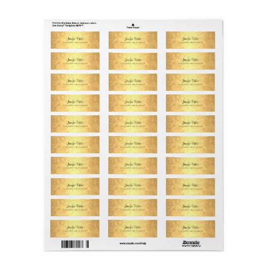 Moderne Elegante Glamour Gouden Hand Script Tekst Etiket (Full Sheet)