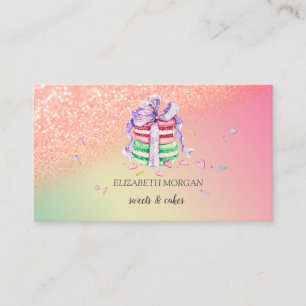 Moderne Elegante Glitter Bokeh Ombre Macarons Visitekaartje