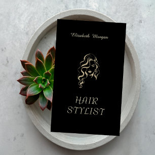 Moderne Elegante Glitter Meisjeshaar Zwart Visitekaartje