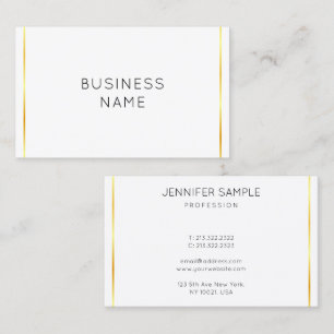 Moderne, elegante Gold Stripes White Visitekaartje