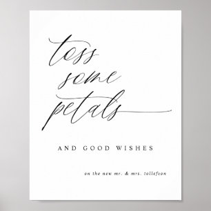 Moderne Elegante Gooi Wat Bloemblaadjes Trouwbord Poster