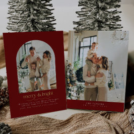 Moderne Elegante Goud Folie Foto Kerstkaart Folie Feestdagenkaart