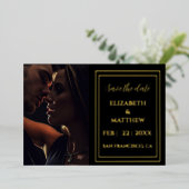 moderne elegante goud folie save the date kaart (Staand Voorkant)