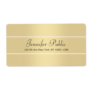 Moderne Elegante Goud Witte Script Naam Verzending Etiket