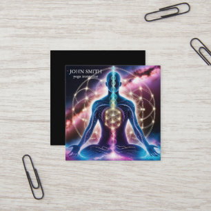 Moderne Elegante Gouden Chakra Spirituele Energie  Vierkante Visitekaartje