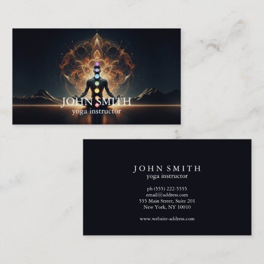 Moderne Elegante Gouden Chakra Spirituele Energie Visitekaartje (Voorkant / Achterkant)