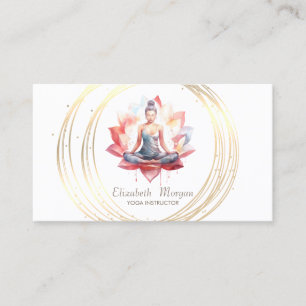 Moderne Elegante Gouden Cirkels Yoga Meisje Lotus Visitekaartje