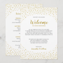 Moderne Elegante Gouden Confetti Huwelijks Welkoms Kaart