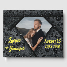 Moderne Elegante Gouden Diamant Aangepaste Bruilof Gastenboek