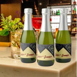 Moderne Elegante Gouden Diamant Aangepaste Bruilof Sparkling Wijnetiket