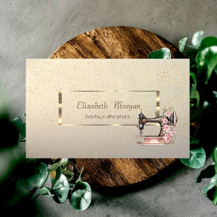 Moderne Elegante Gouden Frame, Confetti Naaimachin Visitekaartje