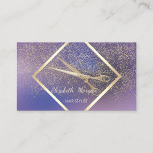 Moderne Elegante Gouden Frame, Confetti, Schaar Pa Visitekaartje